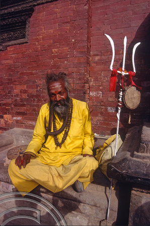 T03292. Sadhu in the Square. Bakhtapur. Kathmandu Valley. Nepal. 13th March 1992