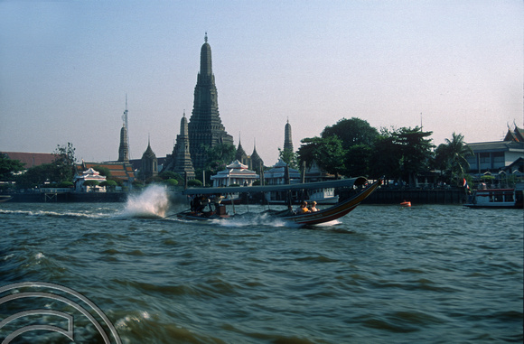 T03388. Wat Arun from the river. Bangkok. Thailand. 8th April 1992
