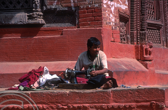 T03264. Street tailor. Durbar Square. Kathmandu. Nepal. March 1992