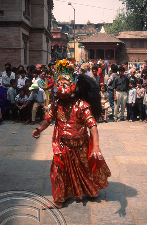 T03364. Dancer at a festival in Durbar Square. Kathmandu. Nepal. March 1992