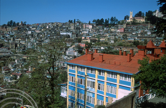 T02896. Looking over the town. Shimla. Himachal Pradesh. India. October 1991