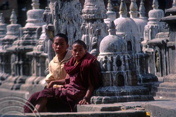 T03272. Young Monks at the Monkey Temple. Kathmandu. Nepal. 12th March 1992