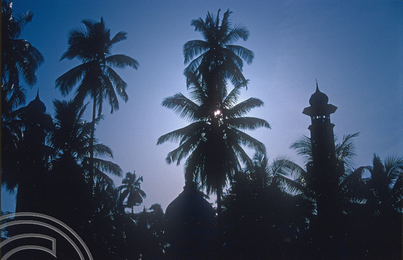 T03534. Sunset over the mosque. Kuala Lumpur. Malaysia. 10th May 1992