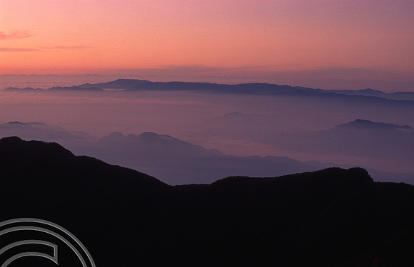 T03185. Sunrise seen from Adam's Peak. Sri Lanka. February 1992.