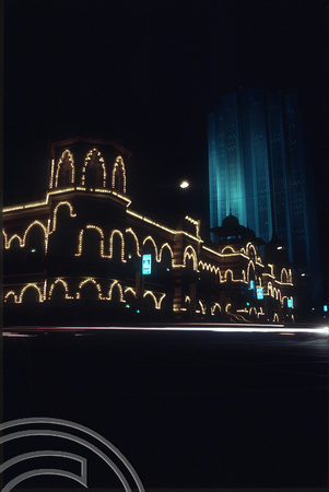 T03526. Old law courts illuminated. Kuala Lumpur. Malaysia. 9th May 1992