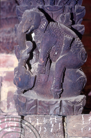 T03304. Amorous elephants carvings. Bakhtapur. Kathmandu Valley. Nepal. 13th March 1992