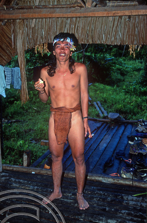 T03798. Our guide, Joni in traditional clothing. Siberut. Mentawai Islands. Indonesia. 19th June 1992