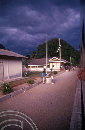 T03541. Thunderclouds over the jungle railway. Kelantan. Malaysia. 13th May 1992
