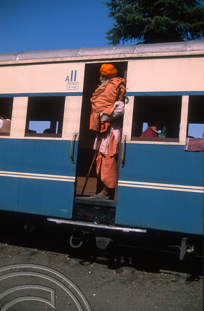 T02905. Old man on the Shimla - Kalka train. Himachal Pradesh. India. 22nd October 1991