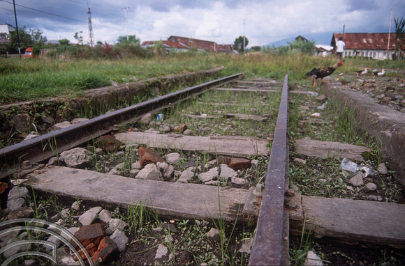 T03613. Tracks at the abandoned railway station. Bukittinggi. West Sumatra. Indonesia. 2nd June 1992