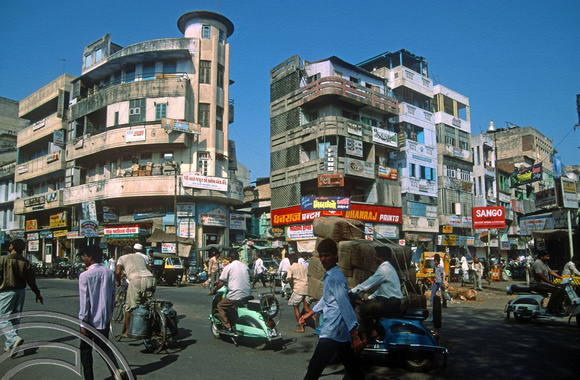 T03035. Buildings on Relief Rd. Ahmedabad. Gujarat. India. 12th November 1991