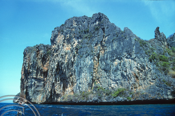 T03446. Island seen from a boat. Ko Phi Phi. Thailand.  25th April 1992