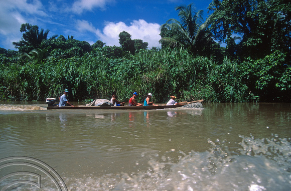 T03733. Going inland by canoe. Siberut. Mentawai Islands. Indonesia.  16th June 1992