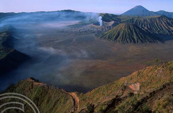 T3933. Craters and mist at Mt Bromo. Java. Indonesia. July 1992
