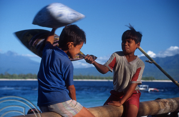 T4826. Kids playing on the beach. Gili Trawangan. Lombok. Indonesia. December. 1994