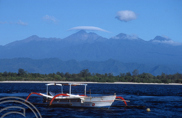T4829. Looking across Gili Meno. Gili Trawangan. Lombok. Indonesia. December. 1994