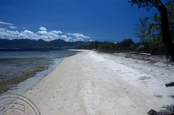 T4847. Looking along the beach. Gili Trawangan. Lombok. Indonesia. December. 1994