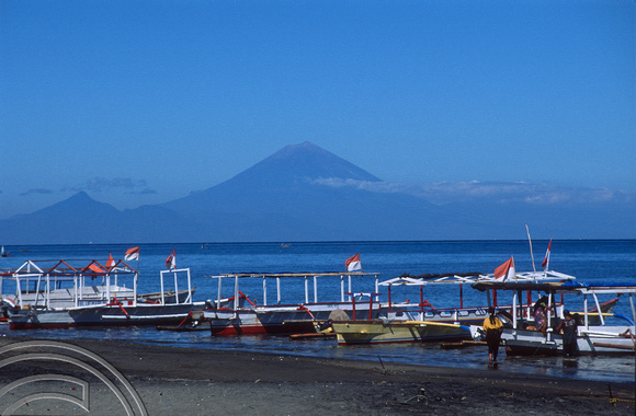 T4891. Looking across to Bali and Mt Agung from Lombok. Indonesia. December. 1994
