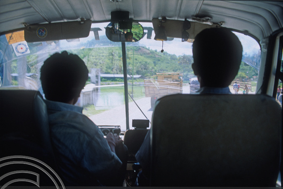 T4893. Inside a local bus. Bangasl harbour. Lombok. Indonesia. December. 1994