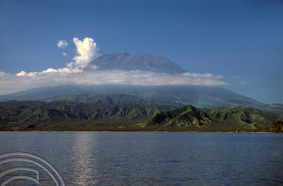 T4910. Mt Agung seen from the Lombok - Bali ferry. Indonesia. December. 1994