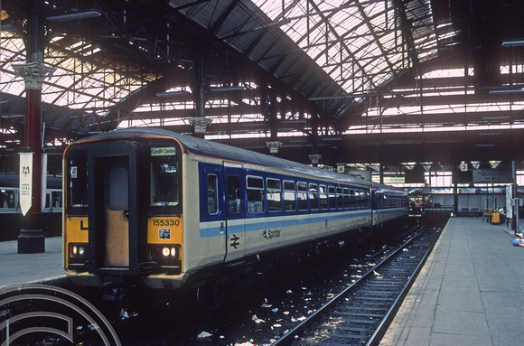 01075. 155330. 13.00to Cardiff Central. Manchester Piccadilly. 25.5.1990.