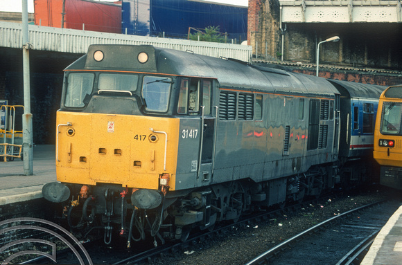 01104. 31417. 16.43 to Blackpool North. Manchester Victoria. 25.05.1990