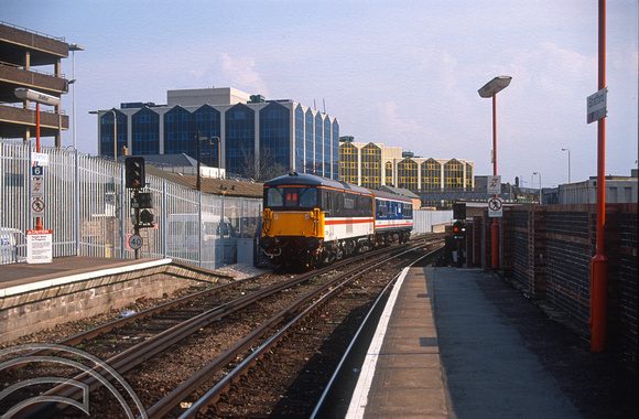 02287. 73209.  TDB975025. Inspection train. Stratford. 25.04.1991