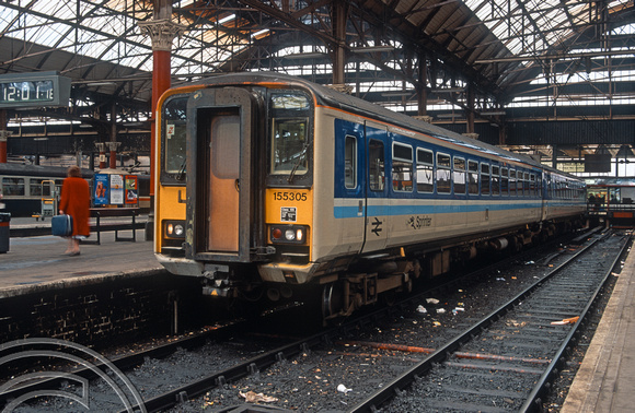 02601. 155305. Working to Cardiff. Manchester Piccadilly. 19.06.1991