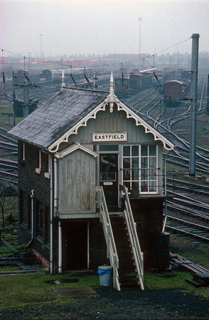 0673. Eastfield signalbox. Peterborough. 12.3.1990