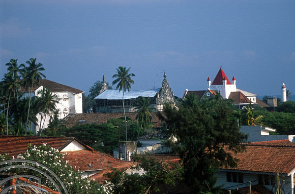 T15099. Churches dominate the skyline. Old town. Galle. Sri Lanka. 13.01.2002
