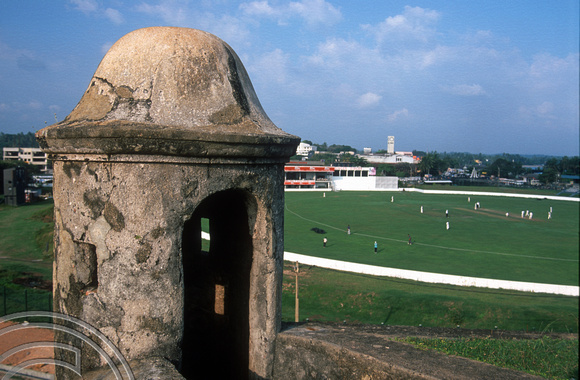 T15109. The fort walls provide an excellent view of the international cricket ground. Galle. Sri Lanka. 13.01.2002