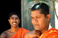 T15127. Monks at the Sri Sudarsanaramaya temple. Mirissa. Sri Lanka. 12.01.2002