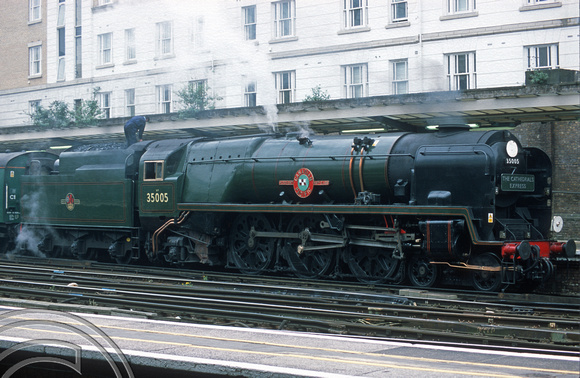 10426. Merchant Navy 35005. 'Canadian Pacific' on a special to Salisbury. London Victoria. 24.04.2002.