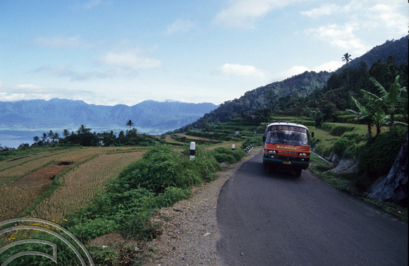 T3877. Bus to Bukkitinggi. Lake Maninjau. Sumatra. Indonesia. 1992.