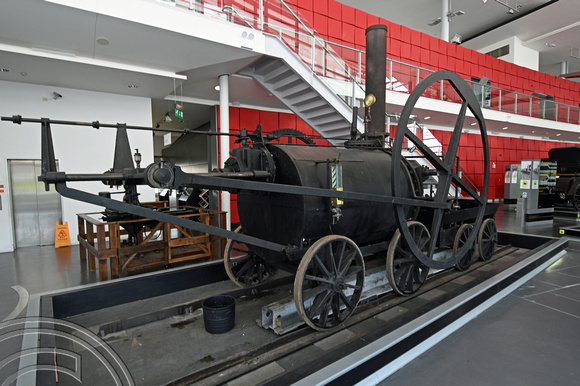 DG412326. Replica steam engine. National Waterfront Museum. Tawe Basin. Swansea. Wales. 18.3.2024.