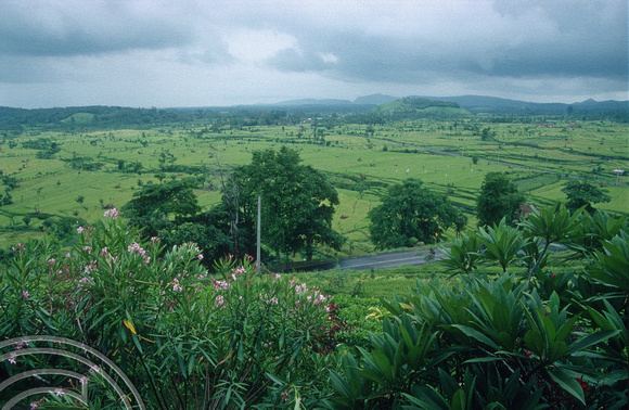 T5069. View from the Homestay on the hill. Rain storm. Tirtagangga. Bali. Indonesia. December 1994.