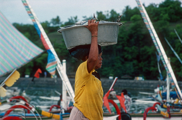 T5125. Unloading the catch. Padangbai. Bali. Indonesia. January 1995