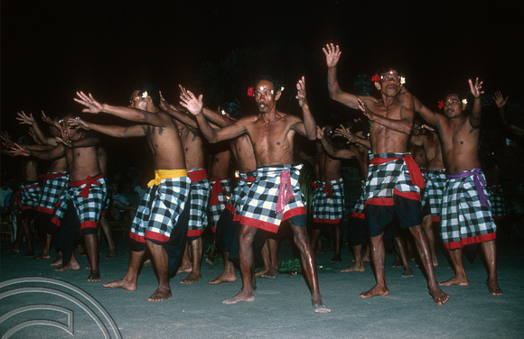 T5144. Performing the Kecak dance. Ubud. Bali. Indonesia. January 1995