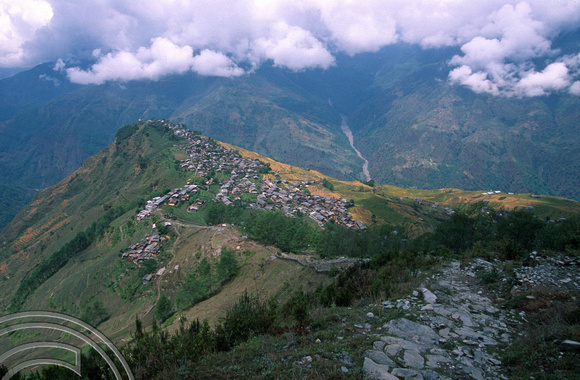 T7216. Descending back to the village of Barpak. Gorka District. Nepal. April 1998