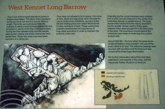 T5263. Explanation. West Kennet Long Barrow. Avebury Wiltshire. England. 1st April 1995.