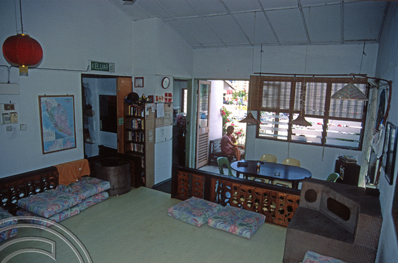T7409. Common room in our Backpackers. Melaka. Malaysia. June 1998