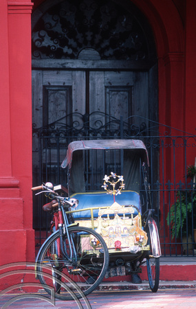 T7414. Rickshaw outside Christ Church. Melaka. Malaysia. June 1998
