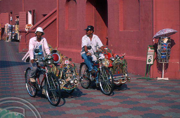 T7416. Rickshaws outside Christ Church. Melaka. Malaysia. June 1998