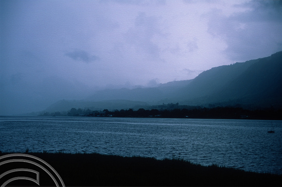 T7571. Rainclouds over the lake. Lake Toba. Sumatra. Indonesia. August 1998