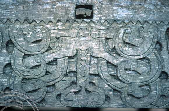 T7730. Carvings on a Traditional Ngada house. Flores. Indonesia. September 1998