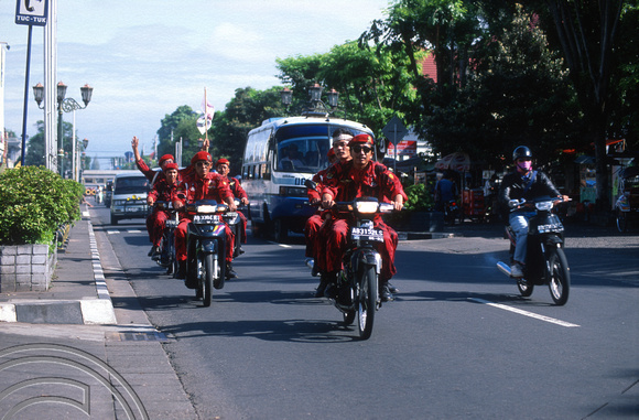 T8363. Uniformed Megawati supporters. Yogyakarta. Java. Indonesia. December 1998