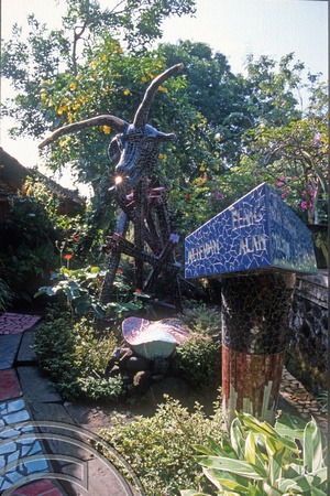 T8395. Bill and Baxter's garden. Tirtagangga. Bali. Indonesia. 14th December 1998