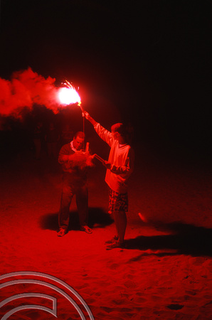 T8480. Flares on the beach. New Years Eve. Sorrento. Victoria. Australia. 31st December 1998