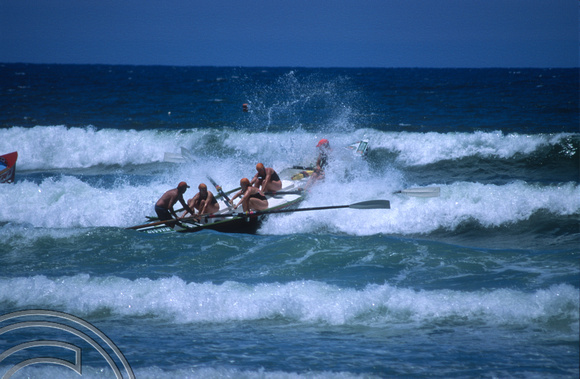 T8520. Lifeguard regatta. Women's crew. Anglesea. Australia. 3rd January 1999.