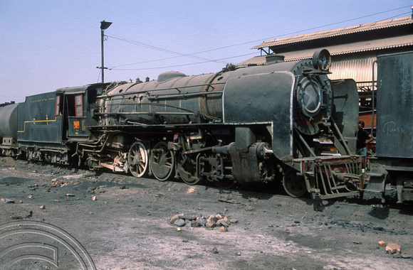 FR0042. YG 2-8-2 No 3695. Awaiting repair at the loco shed. Jaipur. Rajasthan. India. 30.10.1991